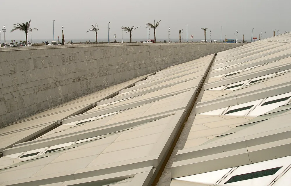 The Bibliotheca Alexandrina on the Mediterranean coast in Alexandria