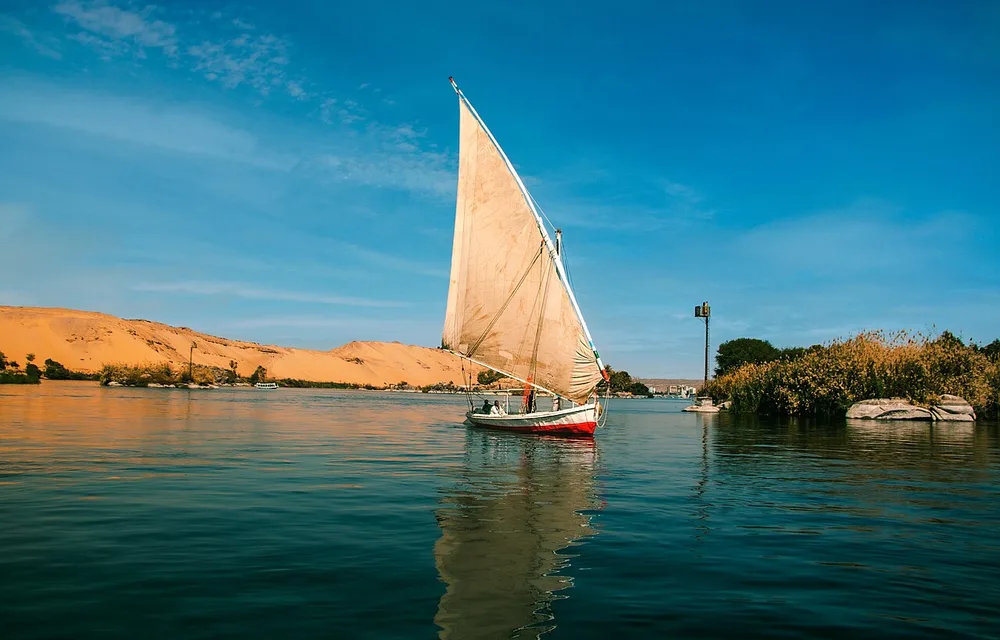 Traditional dahabiya sailing boat on the Nile
