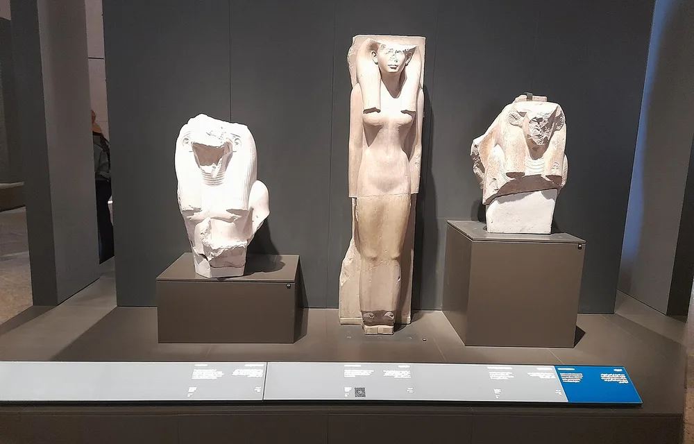 Ancient Egyptian artefacts on display at the Grand Egyptian Museum