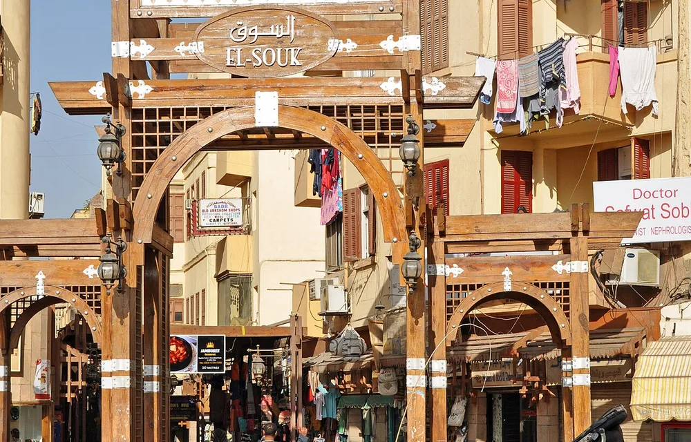 Luxor souk market stalls