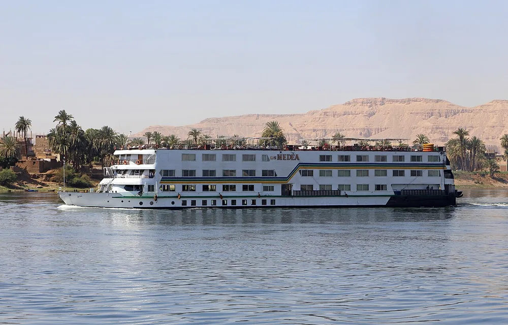 Nile cruise ship sailing between Luxor and Aswan